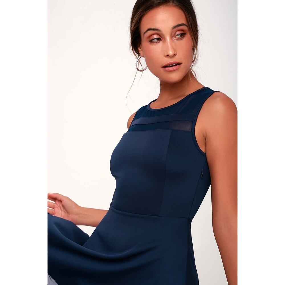 Lulus Final Stretch Sleeveless Flare Hem Dress Size S Small NEW Navy - Picture 9 of 9